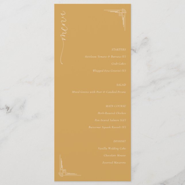 Menu Sophisticated Mustard Yellow Minimalist Wedding Me (Devant)