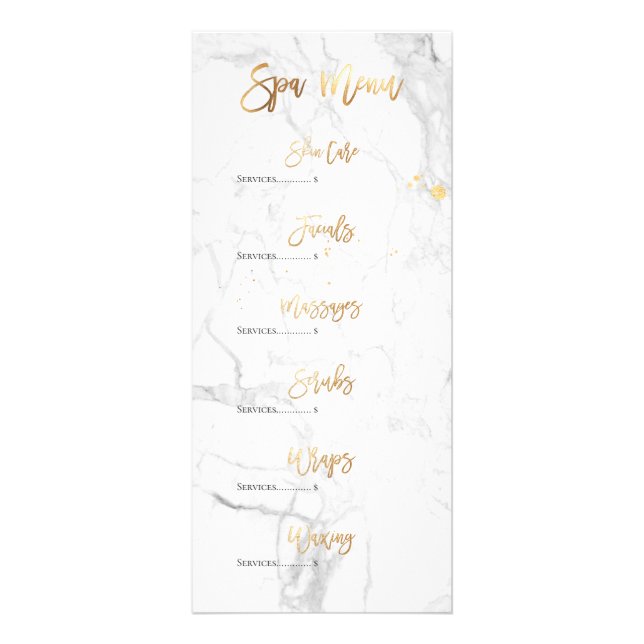 Menu Spa PixDezines Marble/Faux Gold Honeycomb (Devant)