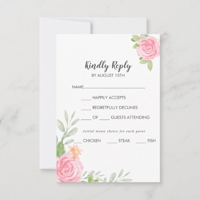 Menu Spring Peony Choice Wedice Carte RSVP (Devant)