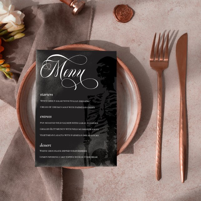 Menu Squelette foncé Beau Script Goth Mariage (Créateur téléchargé)