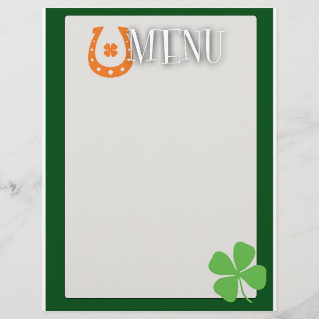 Menu St Patrick's Day (Devant)