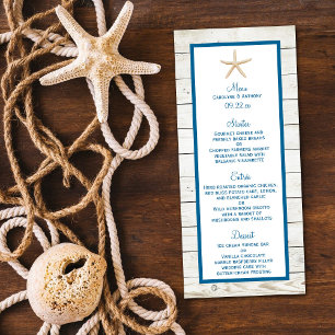 Menu Starfish Whitewashed Wood Beach Wedding Collection