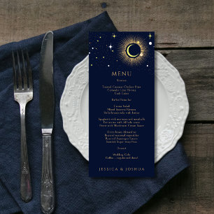 Menu Starry Night Navy Blue Celestial Galaxy Mariage