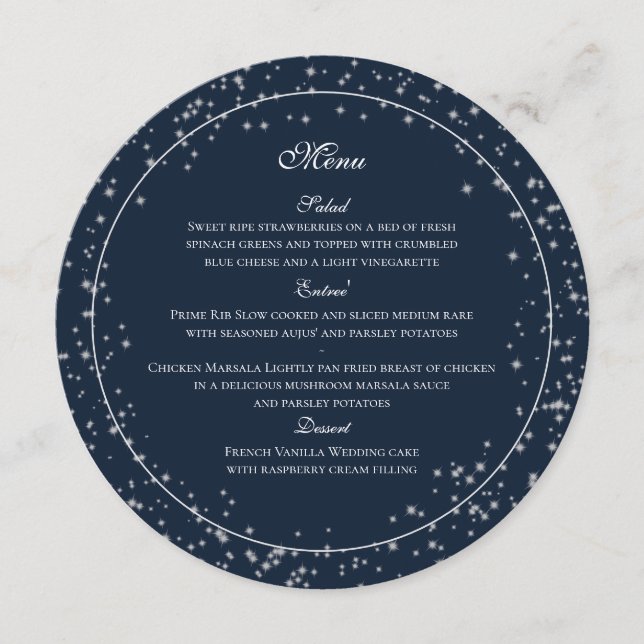 Menu Starry Sky Navy Blue Round (Devant)