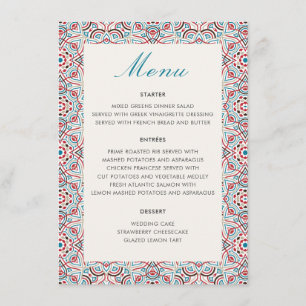 Menu Style géométrique Étincelles Mariage métallique en