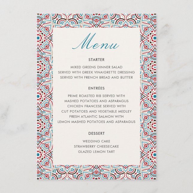 Menu Style géométrique Étincelles Mariage métallique en (Devant)