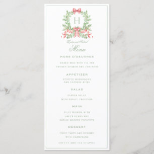 Menu Sucre de canne de couronne de Noël Bow Monogramme 