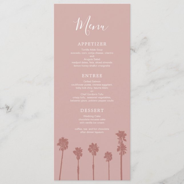 Menu Suite Mariage Romance Palm Tree (Devant)