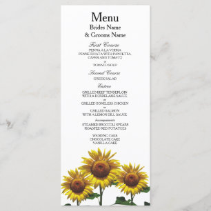 Menu Sunflowers Forfaits Mariages peu coûteux