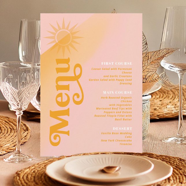 Menu Sunshine Typography Mariage rose/marigold ID1048 (Créateur téléchargé)