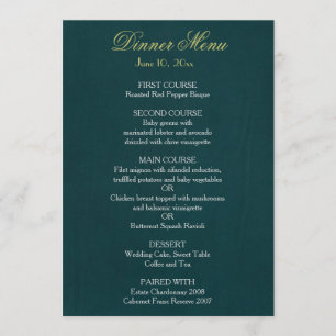 Menu sur arrière - plan vert foncé