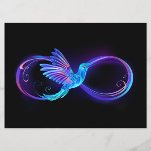 Menu Symbole d'infini néon avec colibri brillant