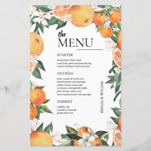 Menu Table Mariage Oranges romantiques