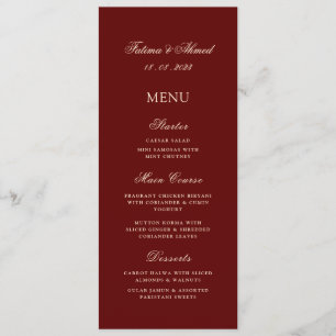 Menu Table minimaliste de Mariage musulman d'or de Bour