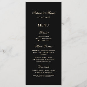 Menu Table minimaliste de Mariage musulman en or noir m