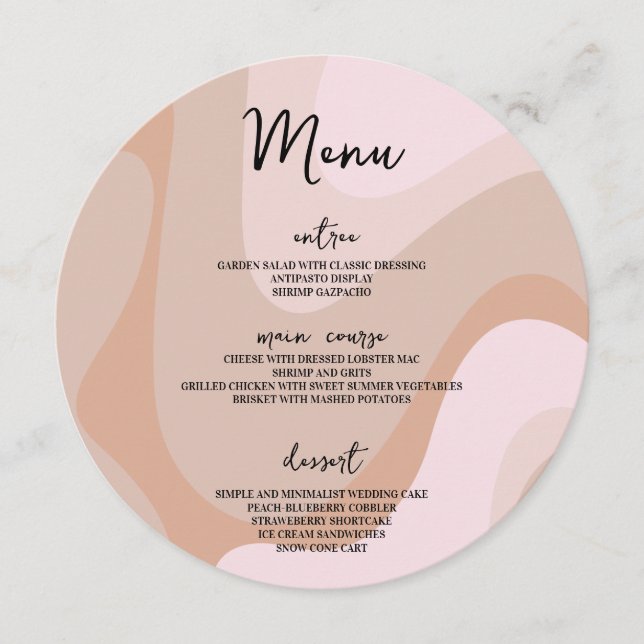 Menu Table ronde Mariage moderne Retro Wave Pastel (Devant)