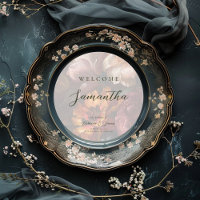 Tableau floral romantique foncé invités Nom Mariag