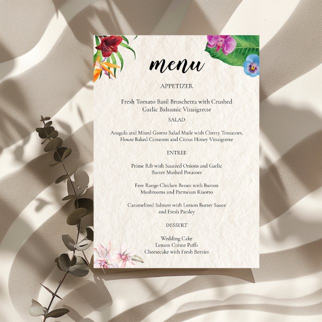 Menu Tableau Mariage Tropical Aquarelle (Créateur téléchargé)