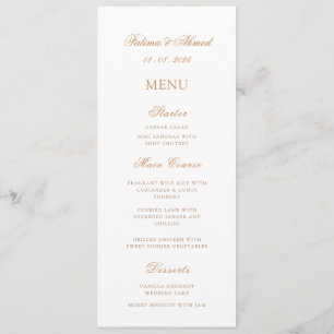 Menu Tableau minimaliste Élégant Romantique Mariage de