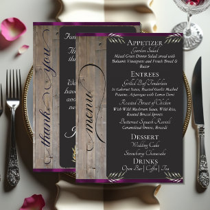 Menu Tableau sur Bois, Monogramme & Merci - Plum