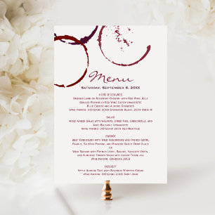 Menu Tache de vin rouge foncé rustique pour mariage