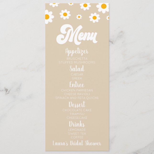 Menu Tan Retro Fête des mariées Fleur (Devant)