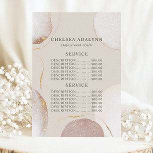 Menu Tarif de Service Luxe Aquarelle Abstraite Or