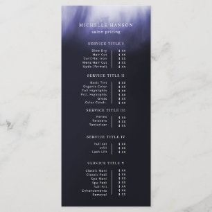 Menu Tarif minimaliste Abstrait bleu pourpre