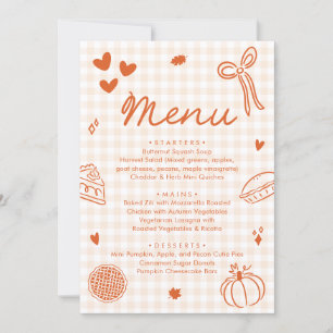 Menu Tartelette Mignonne Dessinée à la Main Orange
