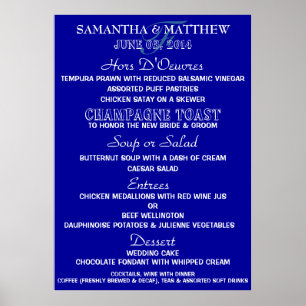 Menu template PERSONALIZE Large navy white Poster