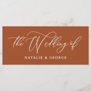 Menu Teracotta script le mariage du signe