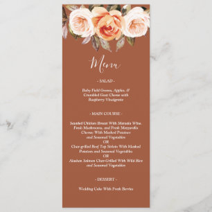Menu Terracott Boho Fall Floral Mariage