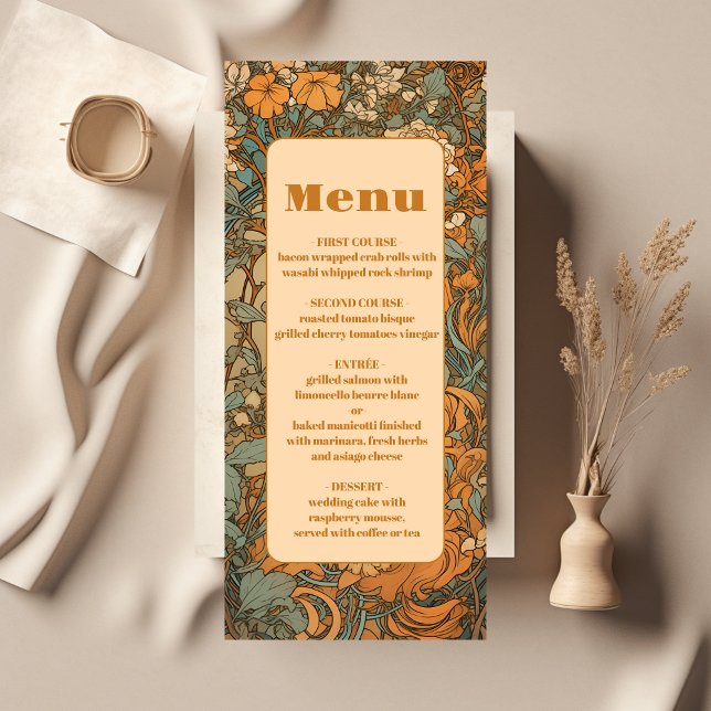 Menu Terracotta Floral Art Nouveau Mariage (Créateur téléchargé)