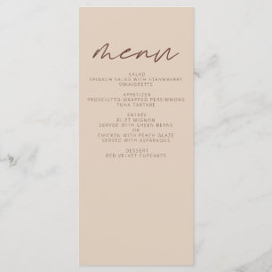 Menu Terracotta minimaliste Boho Élégant Mariage modern