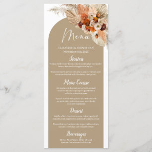Menu Terracotta pampas herbe brûlé orange Boho Arch