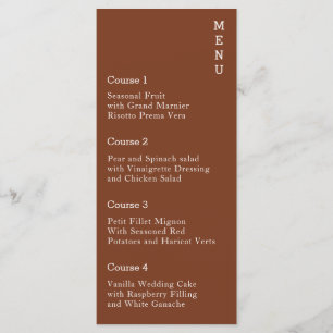 Menu Terracotta rustique Simple Mariage moderne