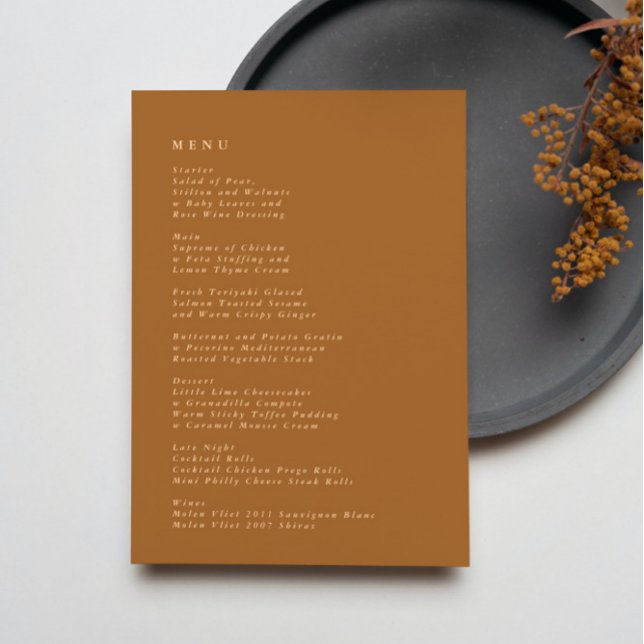 Menu Terracotta Simple Mariage moderne simple (Créateur téléchargé)