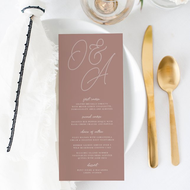 Menu Terre cuite | Mariage de monogramme de filigrane d (Créateur téléchargé)
