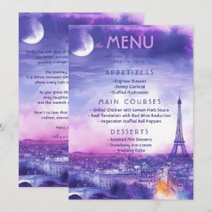 Menu + texte charmant Amour Éternel