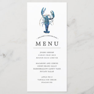 Menu Thème Bleu Océan Fête du homard
