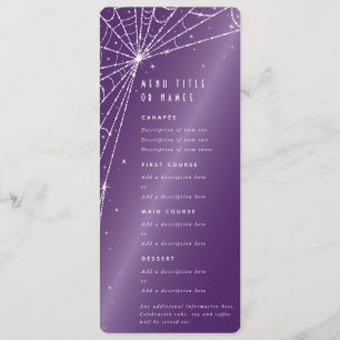 Menu Toile d'araignée diamant violet élégant plate à 4