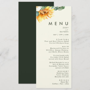 Menu Tournesol Tournesol clair Jaune Mariage Dîner