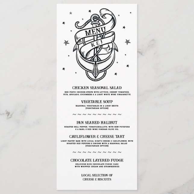 Menu traditionnel Tattoo Mariage Rock Ancre (Devant)