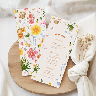 Menu Tropical Coastal Mariage de fleurs dessinées à la