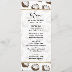 Menu Tropical Summer Brown Blanc Coco Motif Fruit