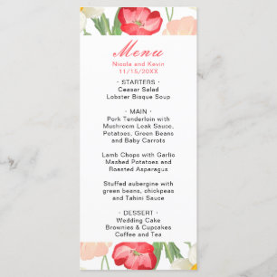Menu Tulipes et Daffodils Mariage de printemps