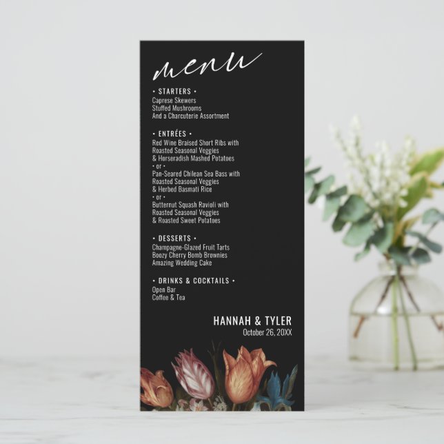 Menu Tulipes hollandaises peintes et bouquets de fleurs (Debout devant)
