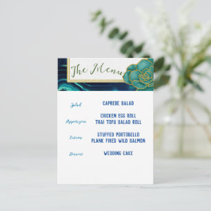 Menu turquoise & Blue Floral Agate