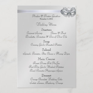 Menu turquoise de mariage de bijou de mascarade