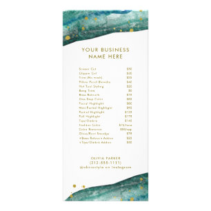 Menu turquoise de service de listes des prix de
